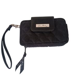 Vera Bradley Black Quilted Wristlet 3 x 5 inches Smartphone & Card Slots